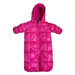 Baby Gap 0-3 Mo Bright Pink WARM BUNTING Puffer Fleece Snow Suit Baby‎ Girl